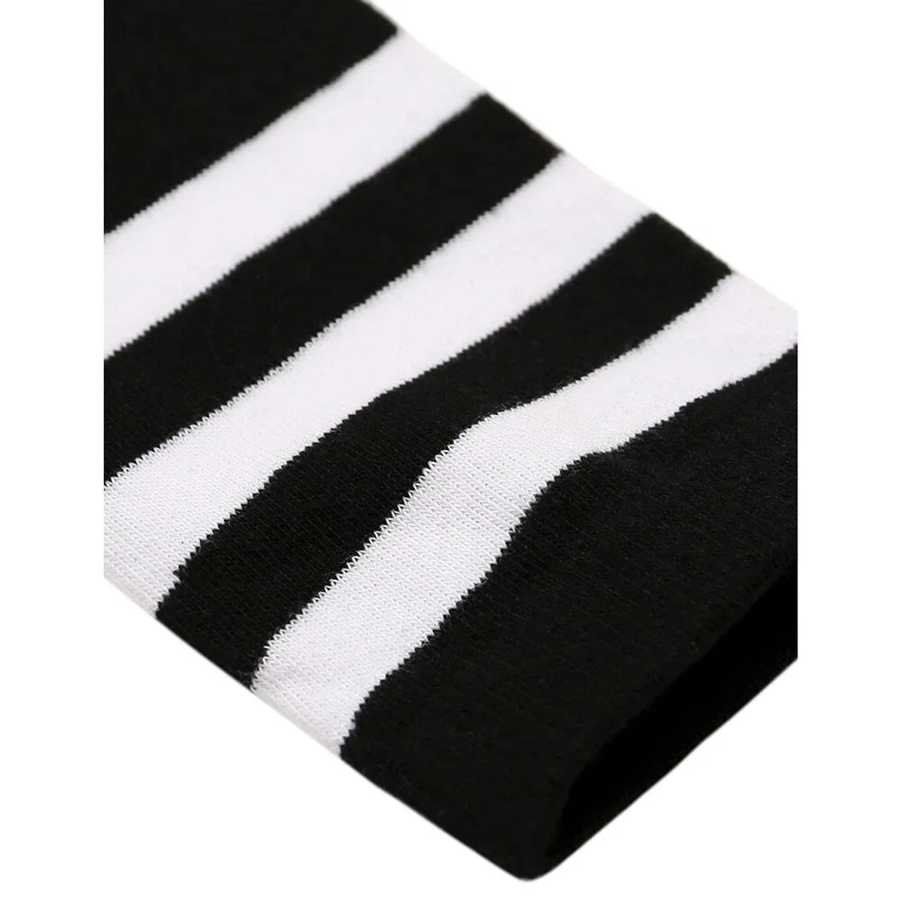 Joulli Women's Black Knee High Athletic Socks Stripe Tube Outdoor 3 PAIRS BW
